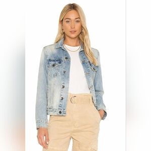 Pam & Gela Light Wash Denim Jacket L Classic Trucker